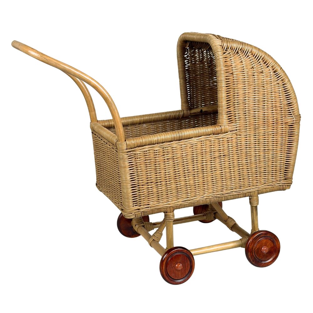 Retro-Puppenwagen - Rattan / Braun - 70 x 34 x 67 cm - 2 Stück, sortiert