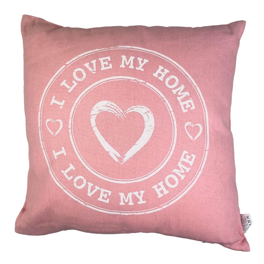 Kussen Roze "I Love My Home" – 40 x 40 cm