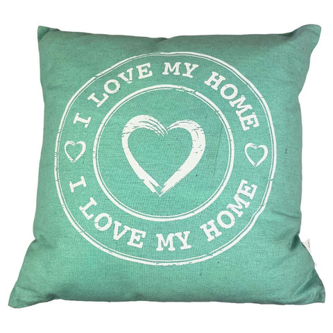 Kussen Groen "I Love My Home" – 40 x 40 cm