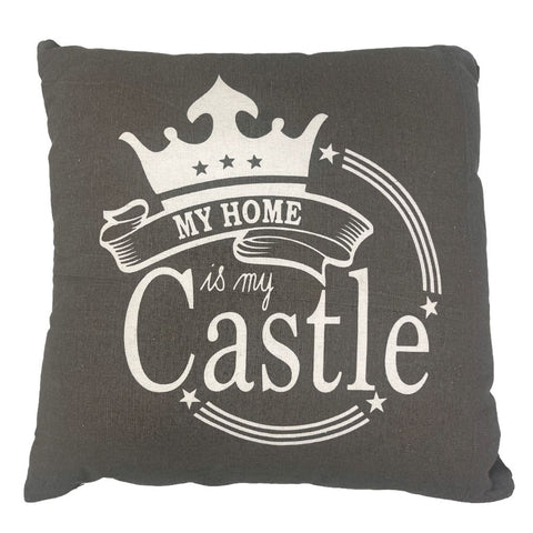 Kussen Grijs "My Home Is My Castle" – 40 x 40 cm