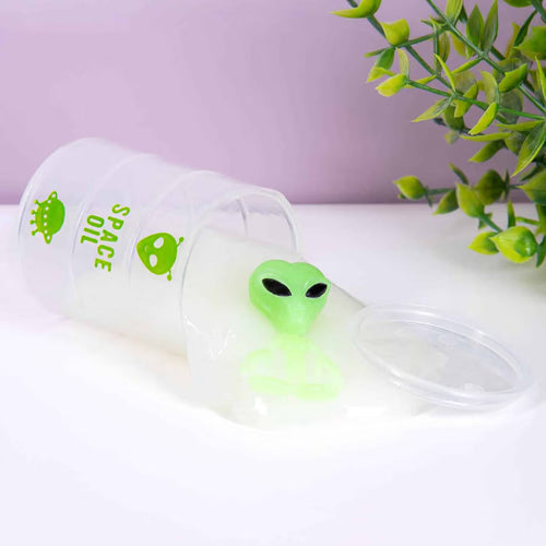 Alien-Slime mit Alien-Figur, leuchtet im Dunkeln, 60 g Slime