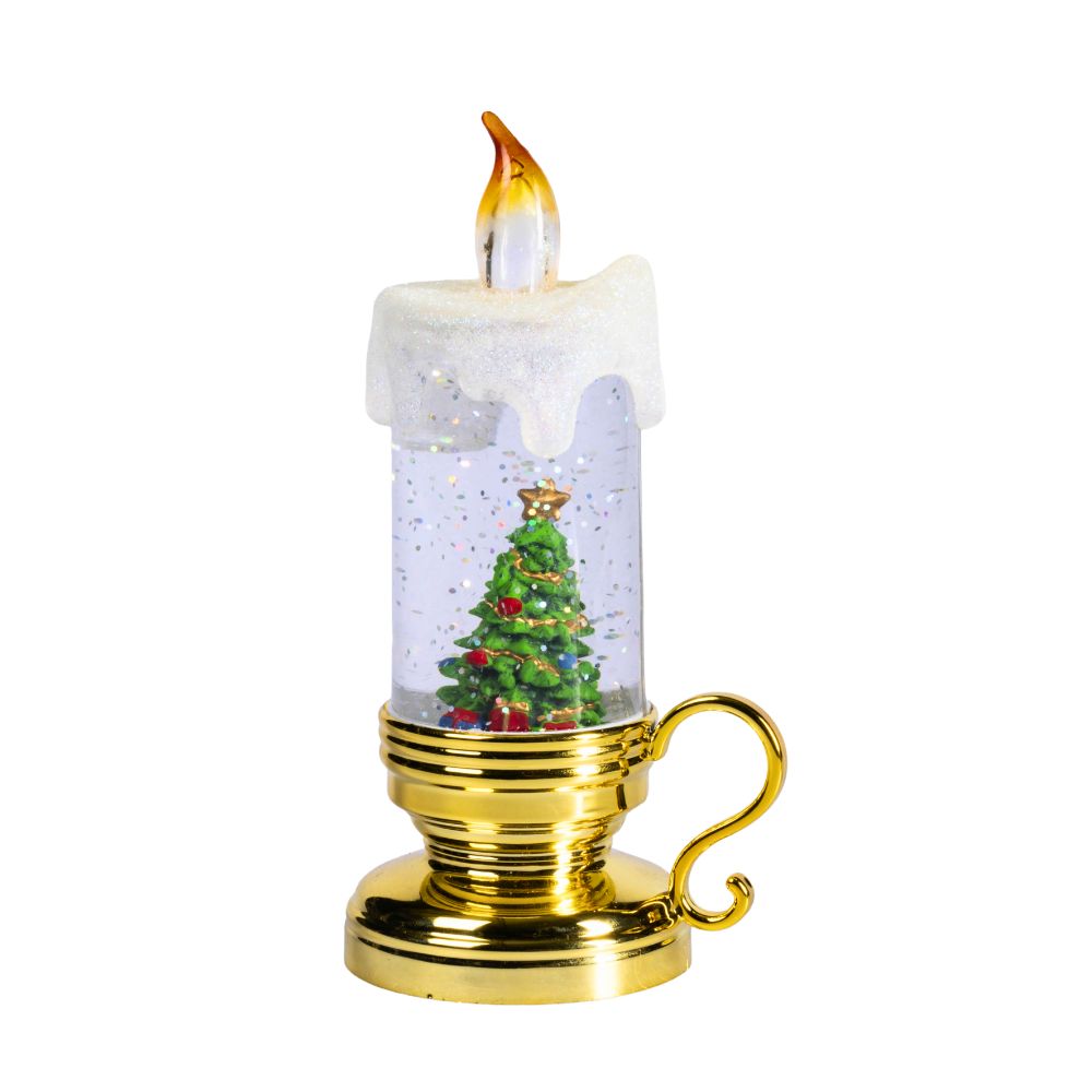 Viva Domo LED-Glitzerkerze mit Weihnachtsbaum