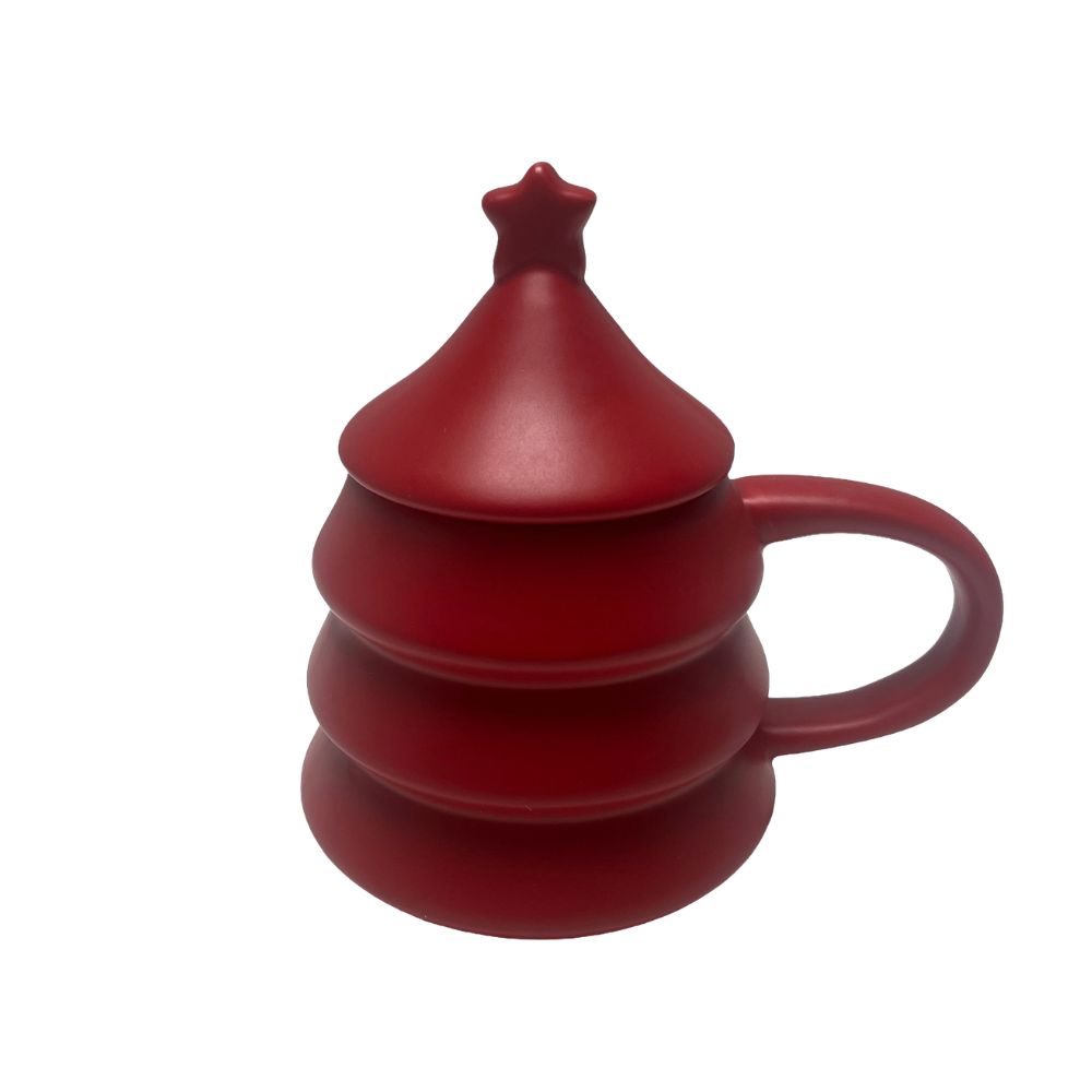 Genialo Christmas Tree Mug with Lid – Bordeaux
