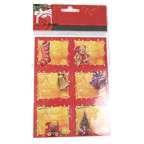 Cadeausticker - ca. 4x5 cm - rood/kleurrijk