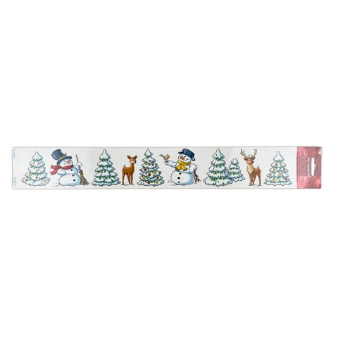 Raamdecoratie - Dennenbos in de sneeuw - Stickers - 6,5 x 48 cm