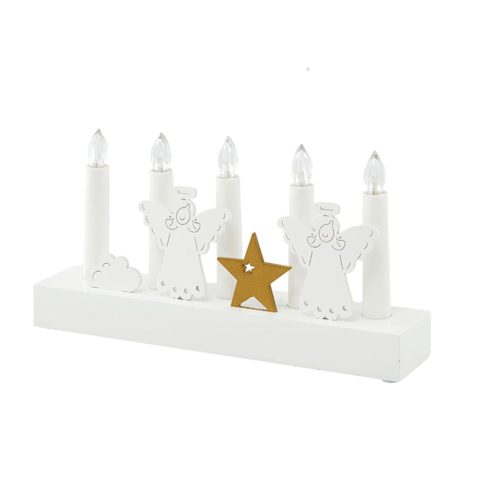 Viva Domo LED-Kerzenständer aus Holz „Engel“