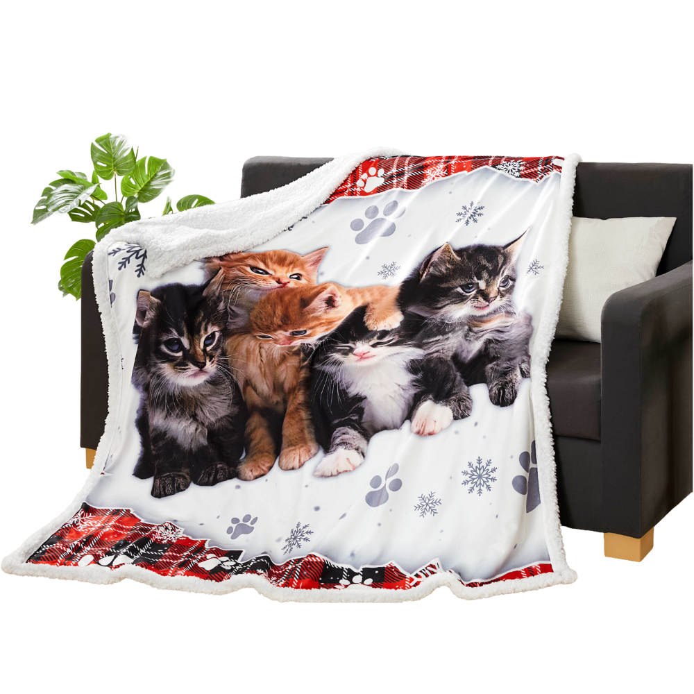 Pluche Fleece Deken "Kattenklas" – 140 x 180 cm