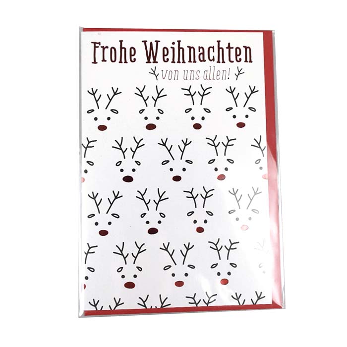 Christmas card - 11,50x17,50 cm - red nose reindeer