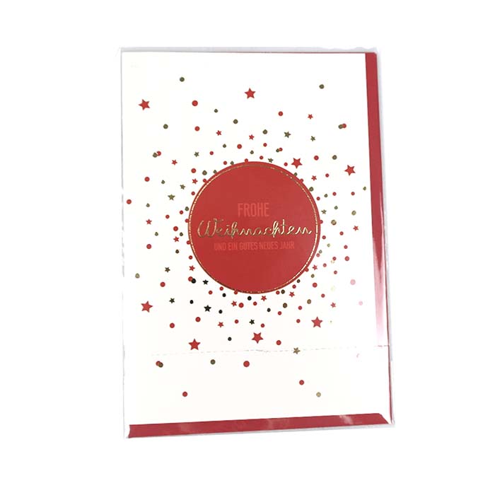 Christmas card - 11,50x17,50 cm - red/white/silver