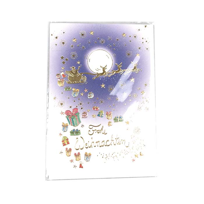Weihnachtskarte - 11,50x17,50 cm - Mond/Weihnachtsmann