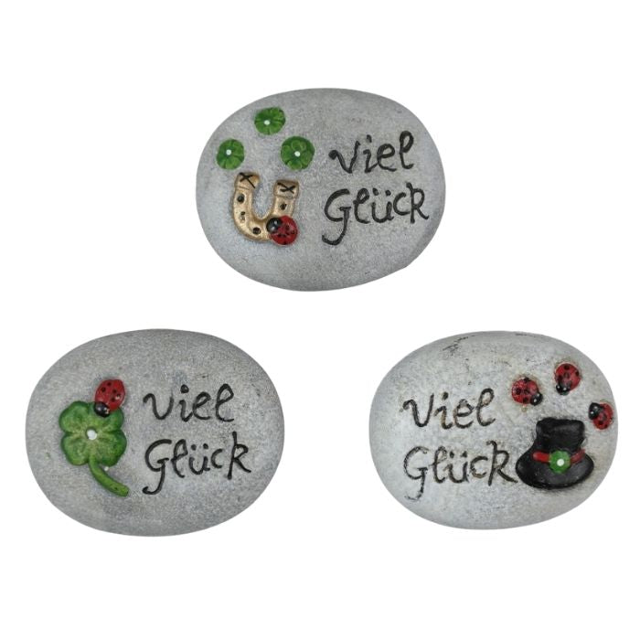 Ceramic decostone "Viel Glück" - assorted