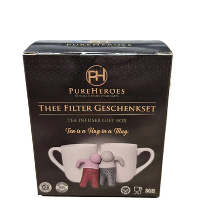 PureHeroes - Cadeauset met theezeefjes (2) roze en grijs