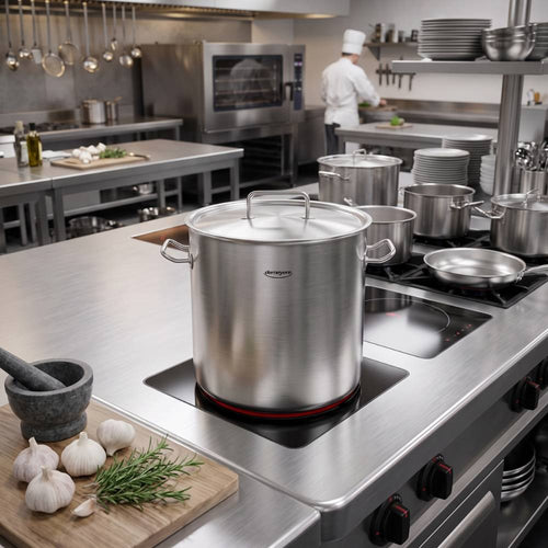 Commercial by Demeyere - Hoge kookpan met deksel 40 cm - 50L