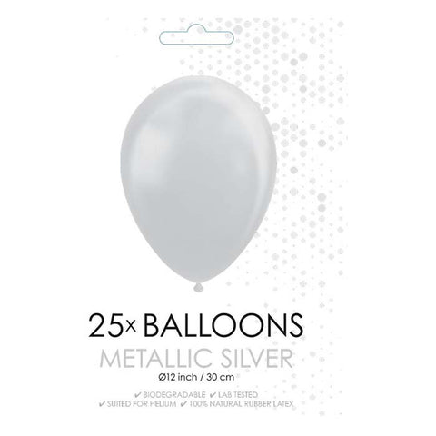 Fiësta - Ballonnen - 25st - metallic zilver - Ø 30cm
