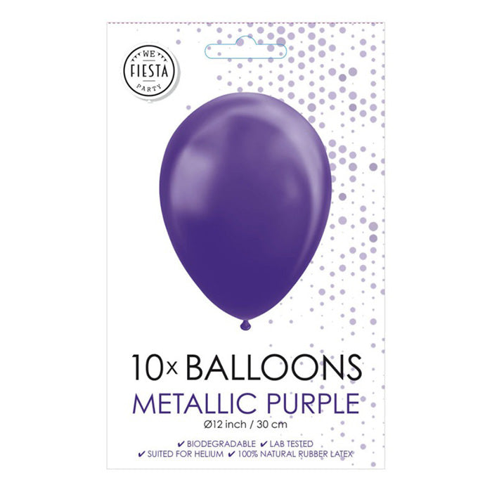 Fiësta - Ballonnen - 10st - metallic paars - Ø30cm