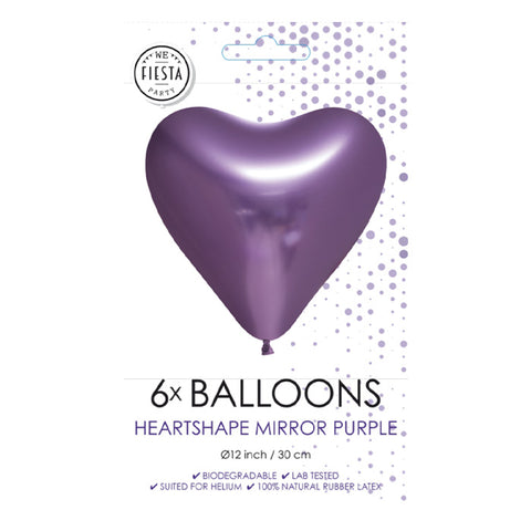 Fiësta - Balloons - 6-pack - heart-shaped mirror purple - Ø30cm