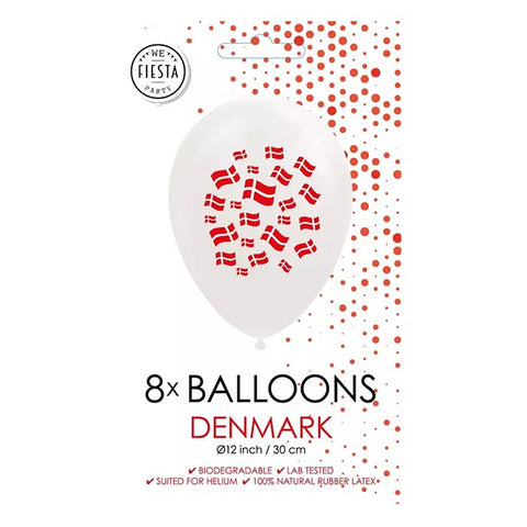 Fiësta - Ballonnen - 8st - Denemarken - Dannebrog - 30cm