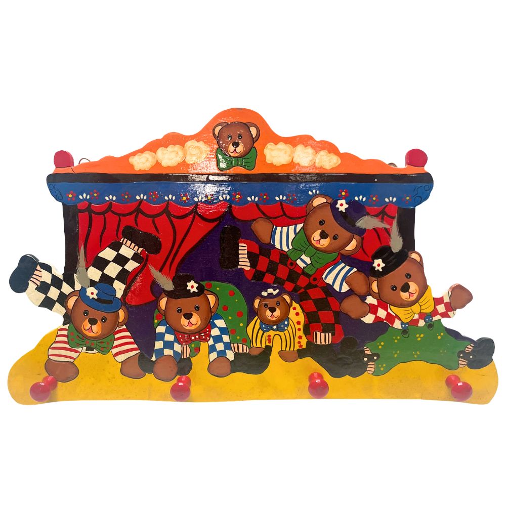 Playwood - Kinder-Garderobe „Bear Circus“ (4 Haken) - 47 cm