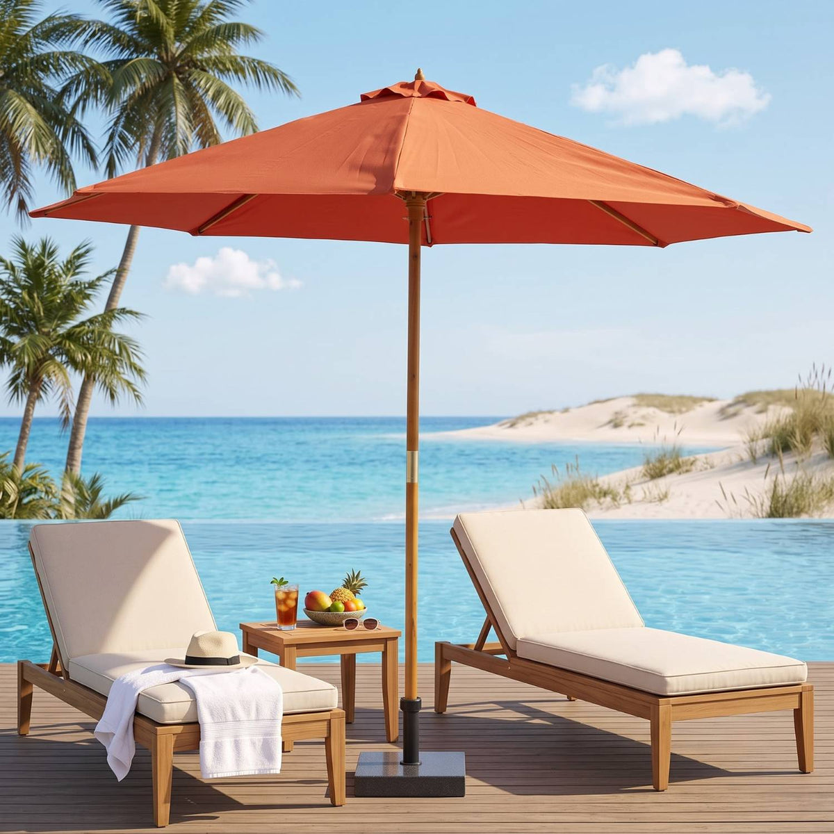 Casa - Parasol - Ø 300 x 260cm - hout - terra
