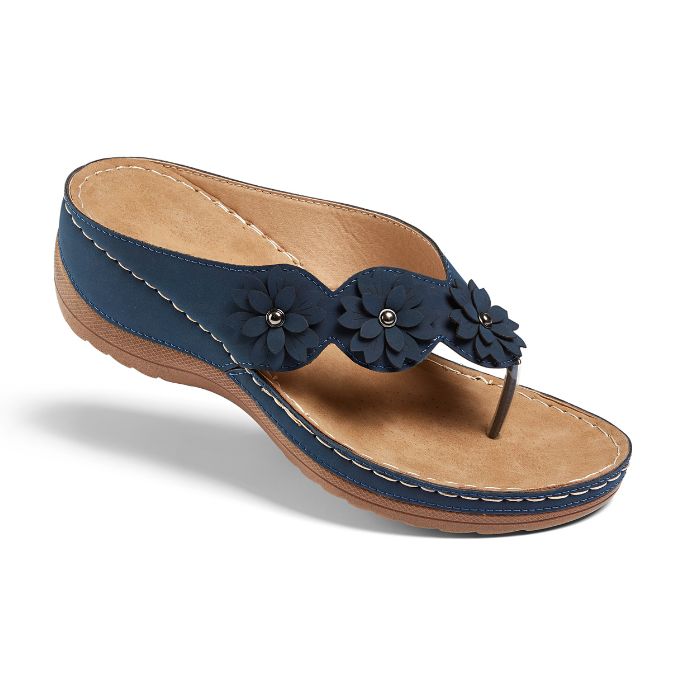 Wonder Walk - Women's Slippers - flowers - navy - 38-42