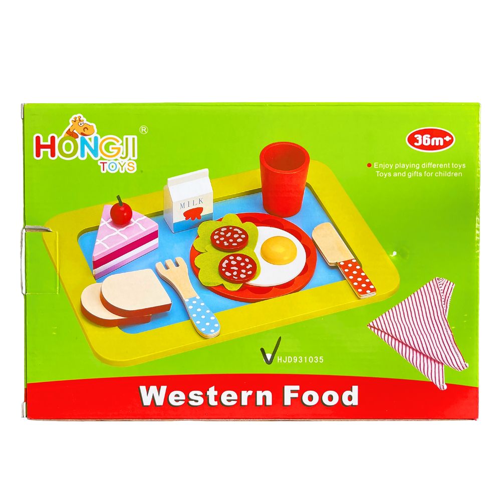Hongji Holzspielset – Western Food Frühstück – ca. 29 cm