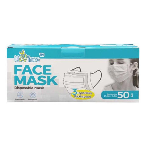 U-Vince - 3-laags mondmasker - verpakking à 50 stuks - blauw