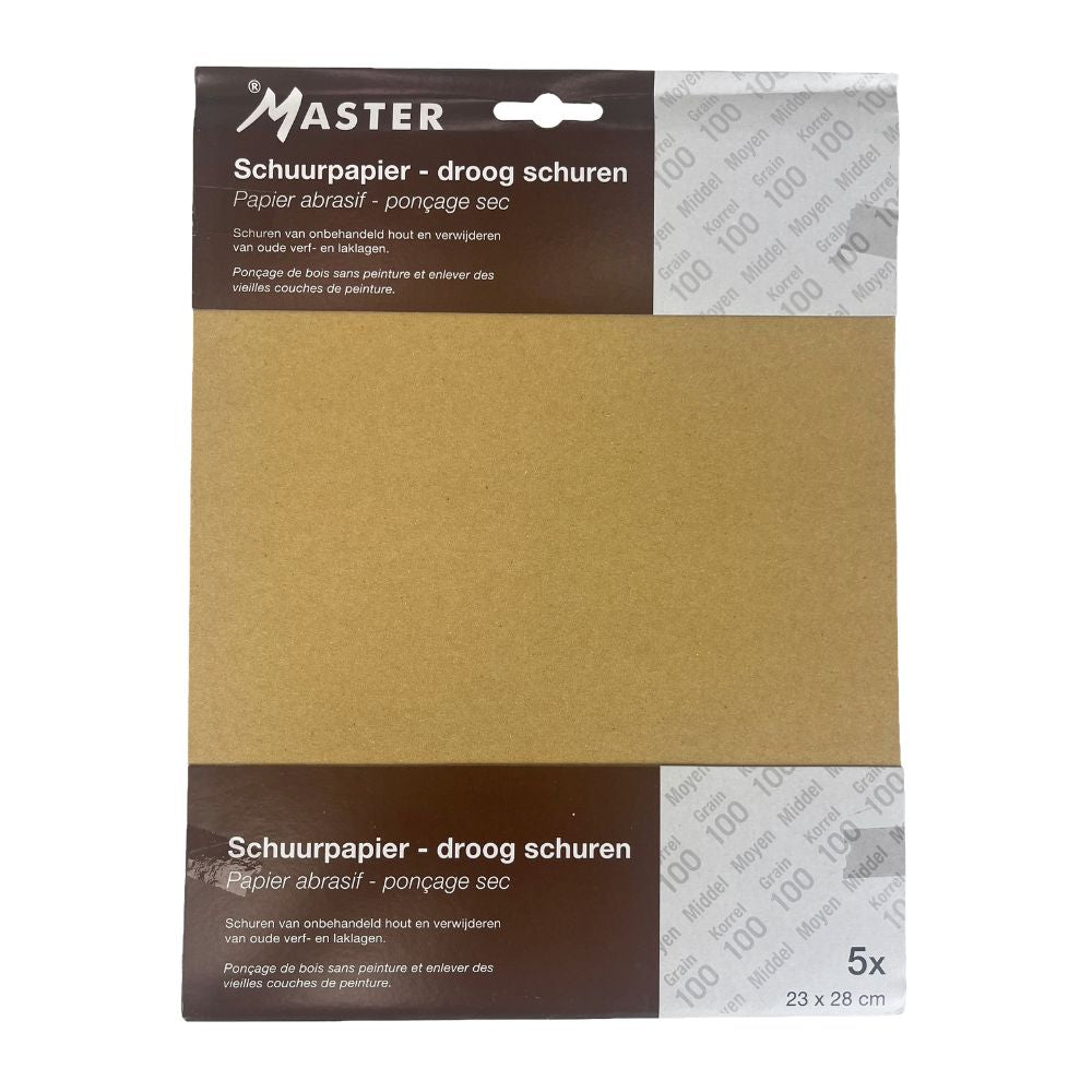 Master Dry Sandpaper, Grit 100 – 5-pack (23 x 28 cm)