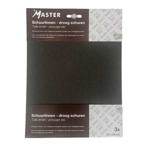 Master Droog Schuurpapier Korrel 80 – 3-Pack (23 x 28 cm)