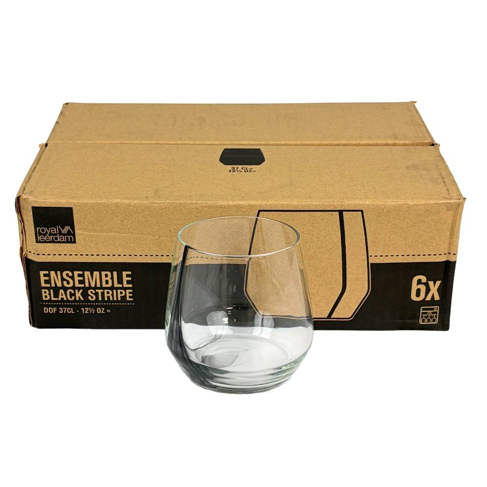 Royal Leerdam - 6 Gläser „Ensemble“ mit schwarzem Streifen - 37cl