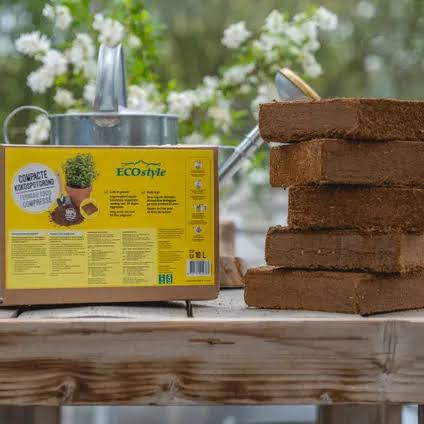 ECOstyle - Compacte kokosplantengrond 5 x 10 l met meststof en kalk