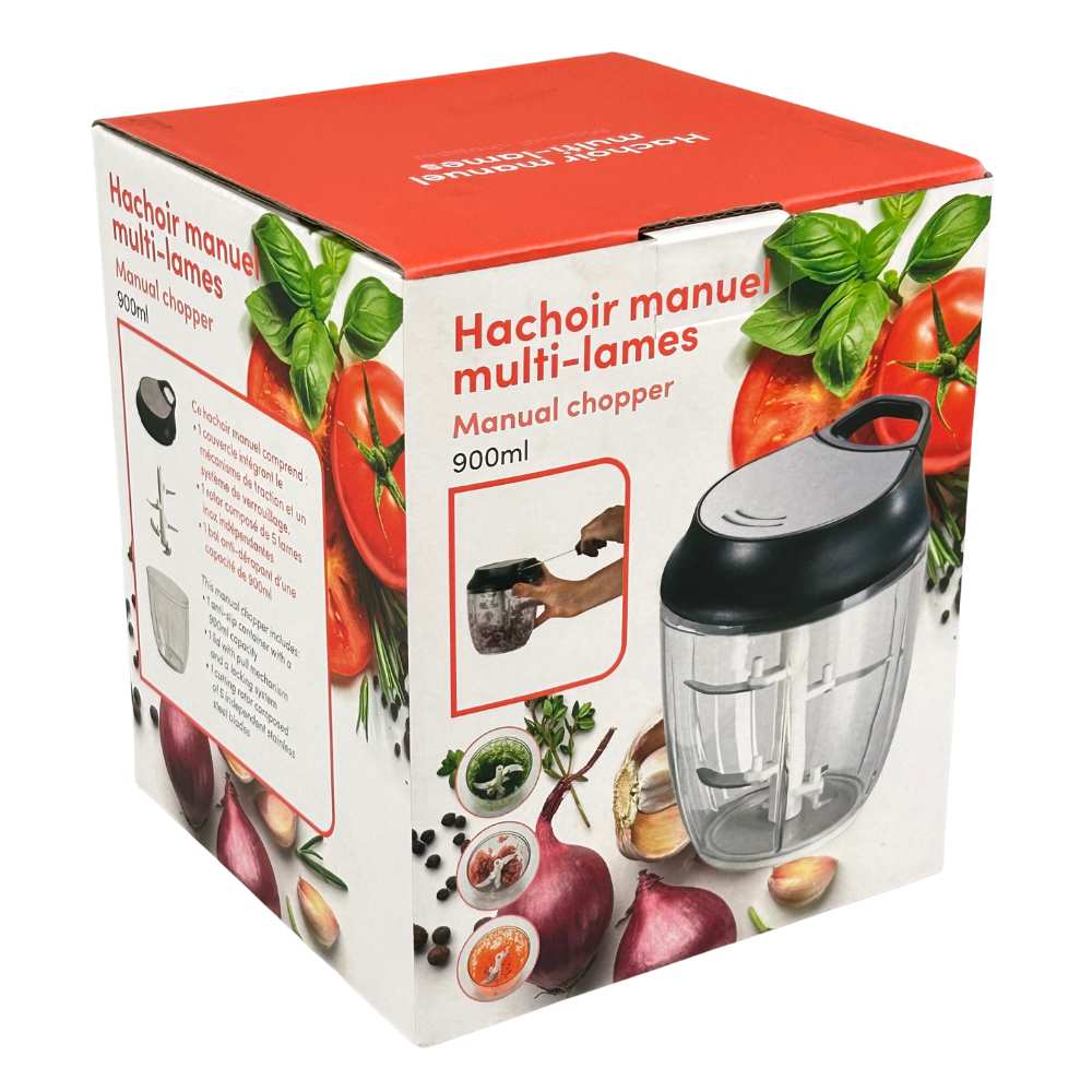 Gusta - Hakmolen - 900ml - Handmatig - Transparant / Zwart