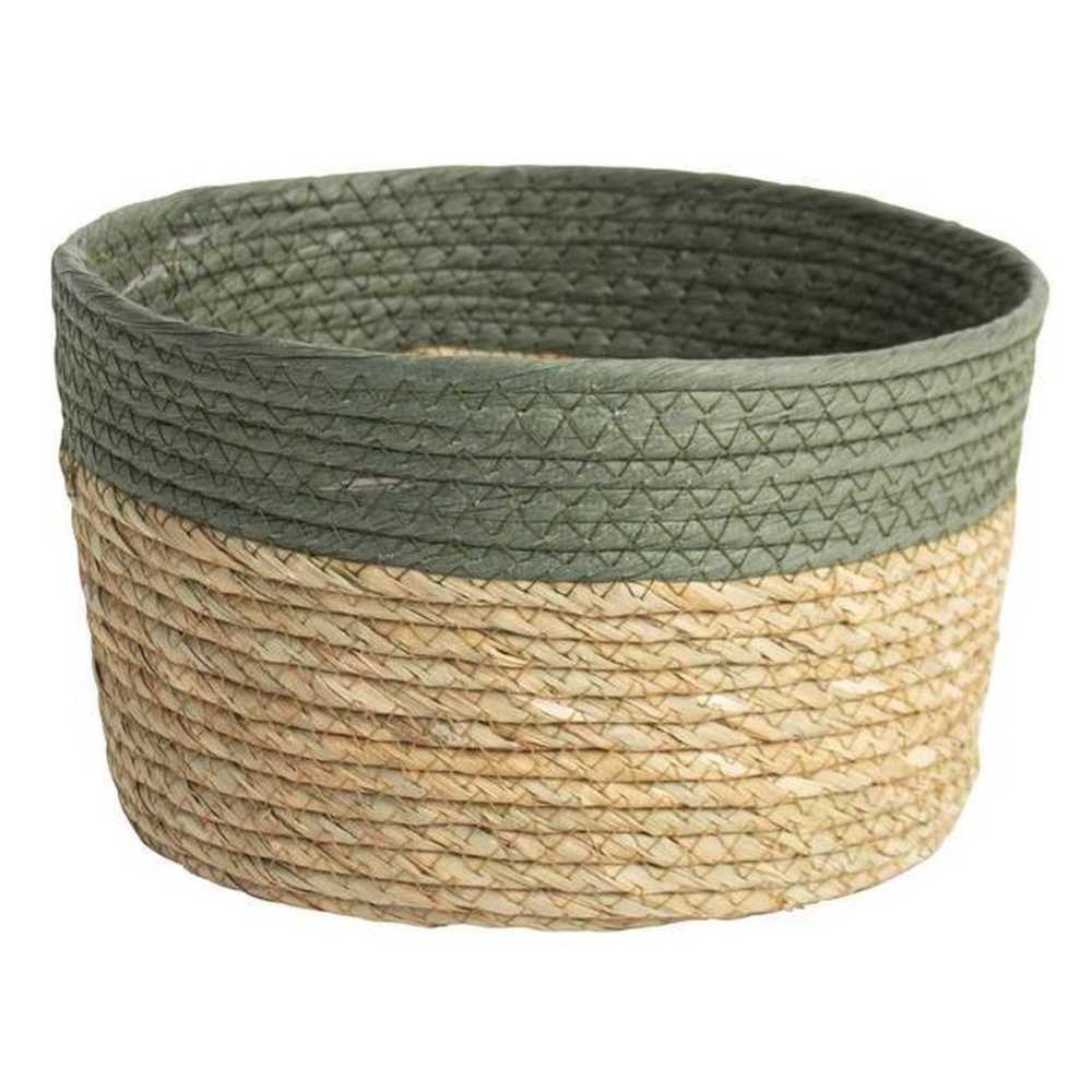Gusta - Jute opbergmand - Ø 25 x 15cm - groen/natuurlijk