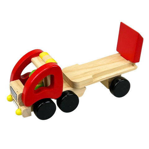 Wooden lorry with trailer + shovel/wheel loader - 23 x 7 x 8cm