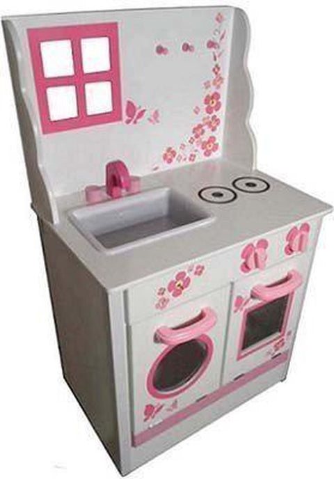 Speelhout - Keuken - Wit/Roze - 45x30x74cm
