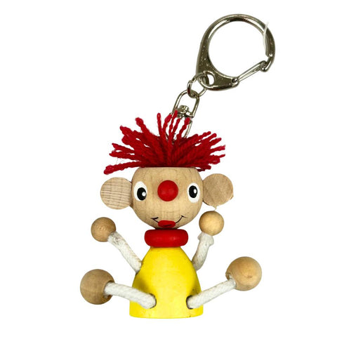 Playwood - Houten clown aan sleutelhanger - 10 x 4 cm