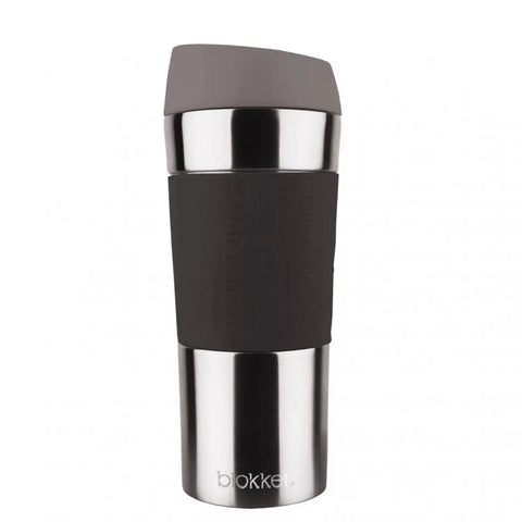 Blokker thermos mug – stainless steel/silicone – black – 0.3L