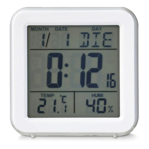 Blokker radioklok - weerstation - 9x9x5 cm – wit