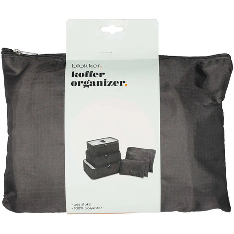 Blokker koffer organizer - set van 6 - grijs