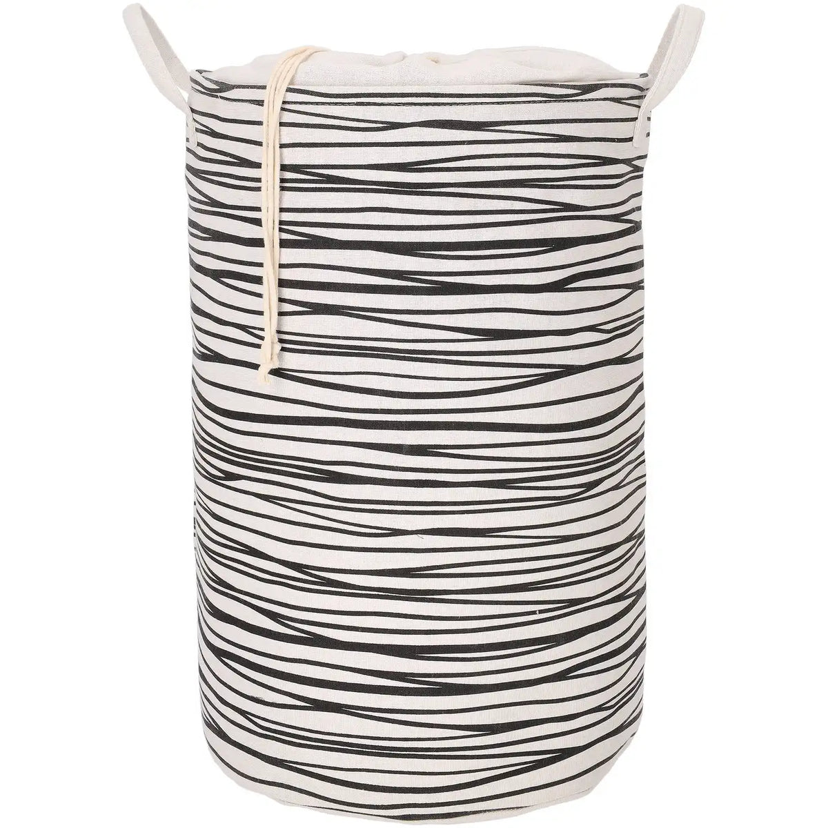 Blokker - Wasmand - Ø 39 x 64cm -Zwart/Wit