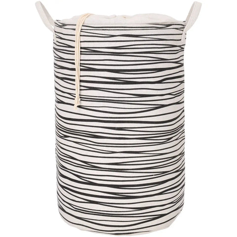 Blokker - Wasmand - Ø 39 x 64cm -Zwart/Wit