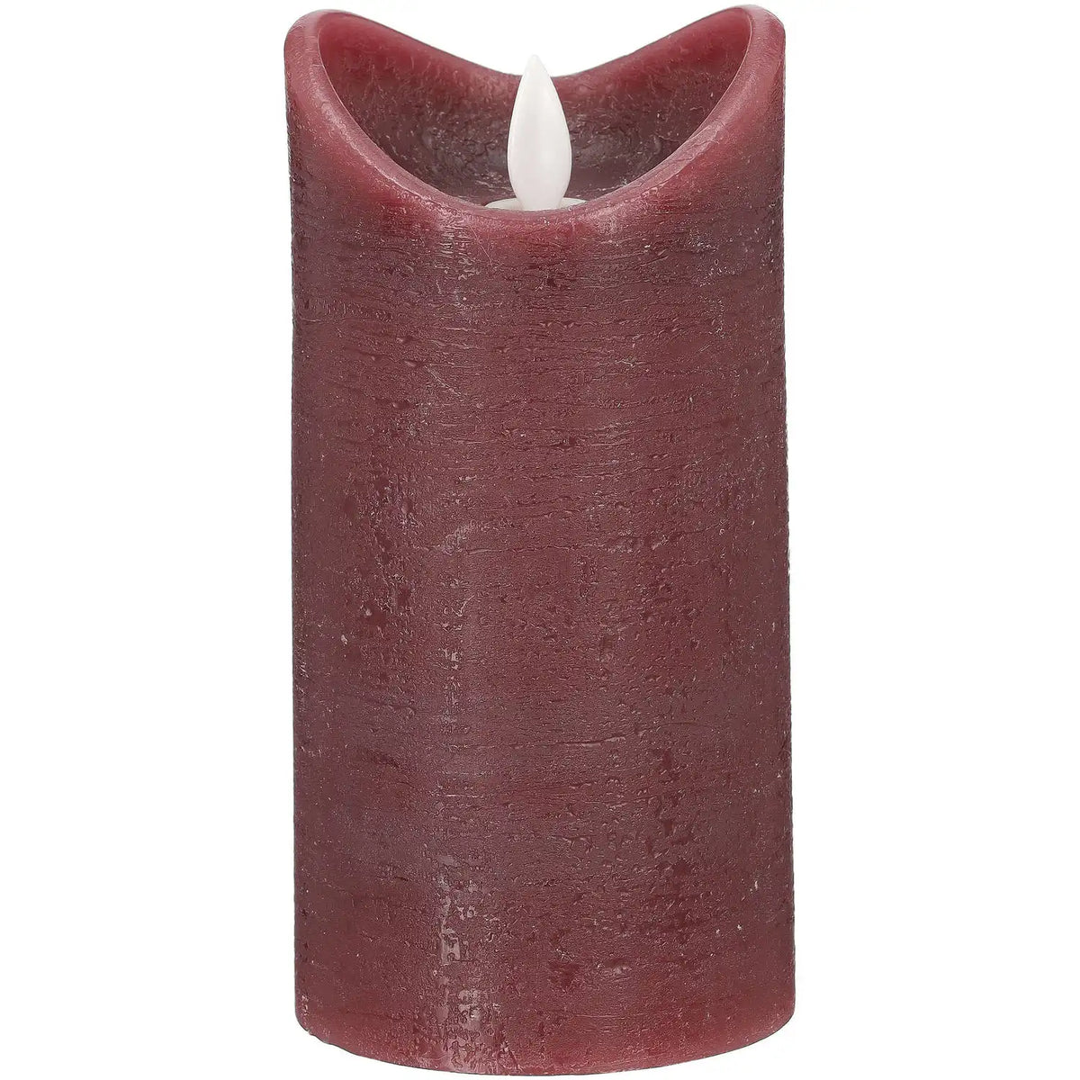 Blokker LED-Kerze im rustikalen Stil - 7,5x15 cm - Rubinrot
