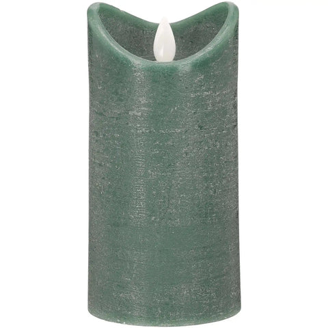 Blokker Rustic LED Candle - 7,5x15 cm - Dark green