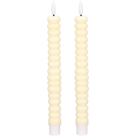Blokker LED Twisted Dinner Candle - 2-pack - Cream