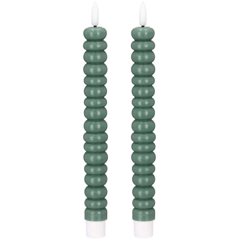 Blokker LED Twisted Dinner Candle - 2 pieces - Dark green