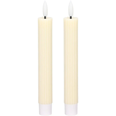 Blokker LED Dinner Candle, Ribbed - 2,2x15,5 cm - Cream