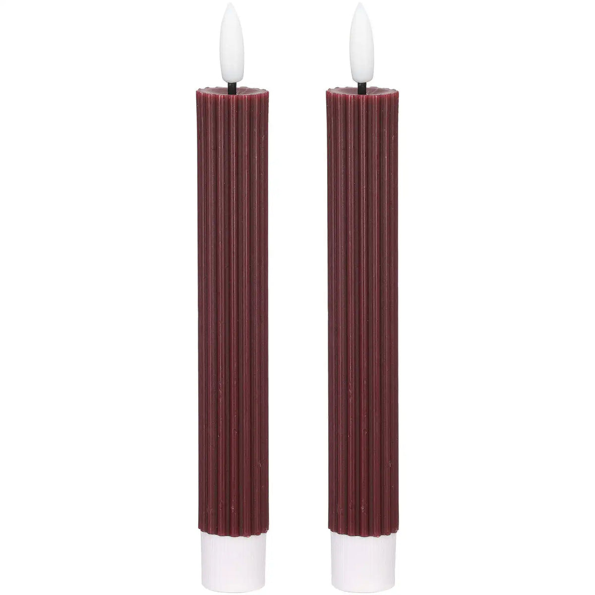 Blokker LED Dinner Candle, Ribbed - 2,2x15,5 cm - Ruby Red
