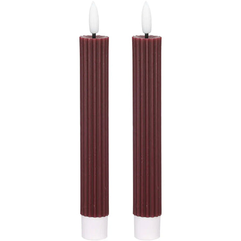 Blokker LED Dinner Candle, Ribbed - 2,2x15,5 cm - Ruby Red