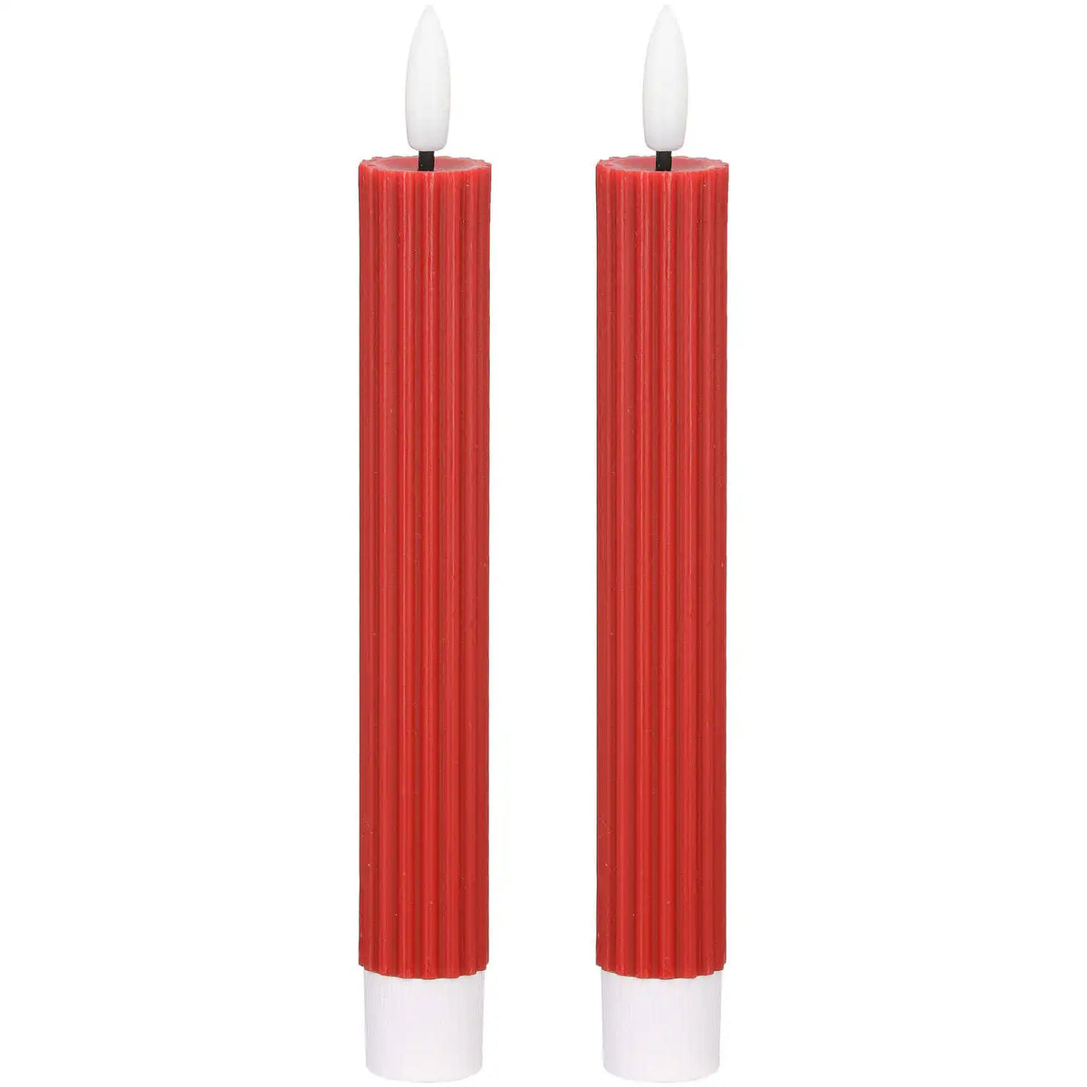 Blokker LED-Tischkerze „Ribbel“ - 2,2x15,5 cm - leuchtendes Rot