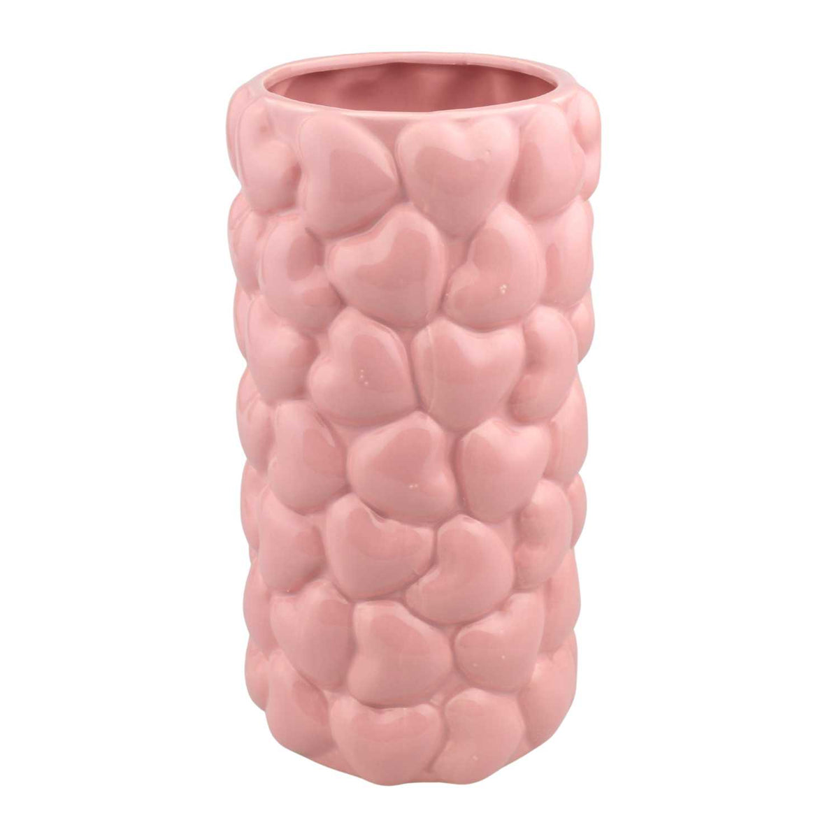 Blokker vaas Hartjes - Ø 15 x 27,5cm - roze