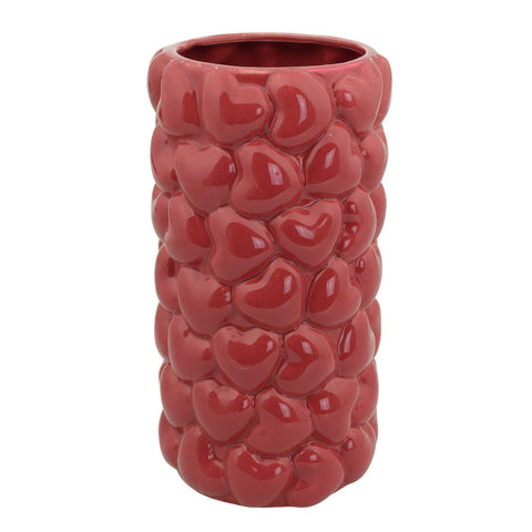 Blokker vaas Hartjes - Ø 15 x 27,5cm - rood